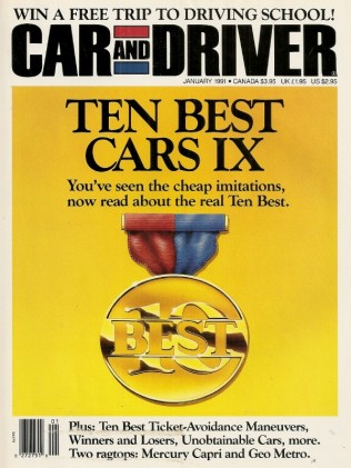 CAR & DRIVER 1991 JAN - TEN BEST OF EVERYTHING, RACING